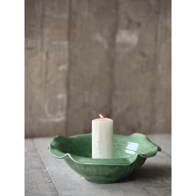 GRANDE ASSIETTE RONDE NIME - EMAILLEE VERTE - NOORI