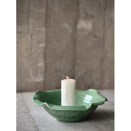 GRANDE ASSIETTE RONDE NIME - EMAILLEE VERTE - NOORI