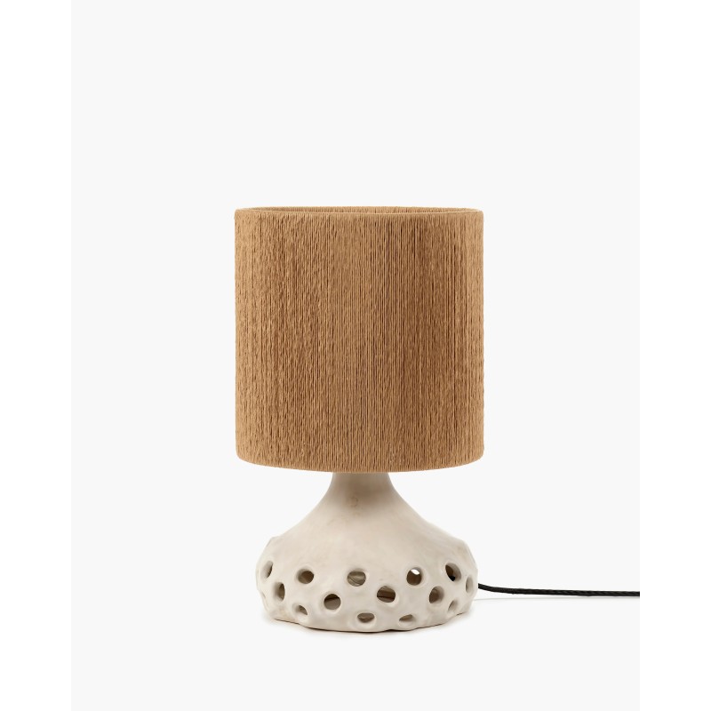 LAMPE OYA N.1 - BEIGE & MARRON - ABAT-JOUR CORDES - PAR SOPHIE CASIER - L.25x P.25 xH.42 cm - SERAX