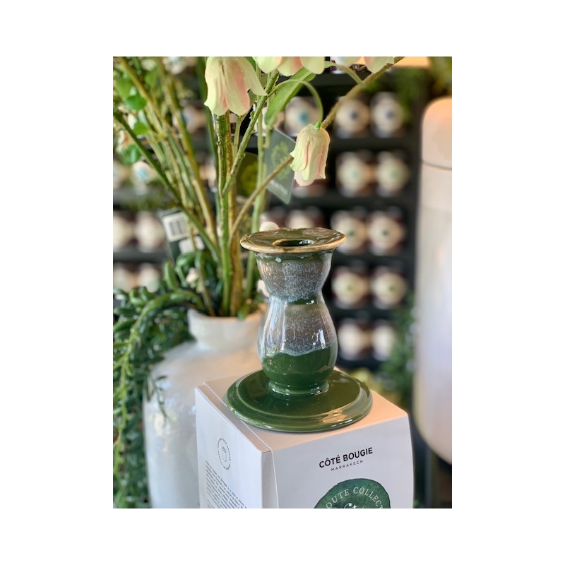 BOUGEOIR VERT CERAMIQUE - TERRES DES REVES PAR ANITA LE GRELLE - D.9,5 x H.10,5 cm - SERAX