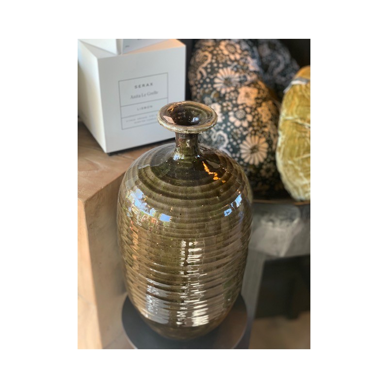 VASE L VERT FONCE GRES - SERAX
