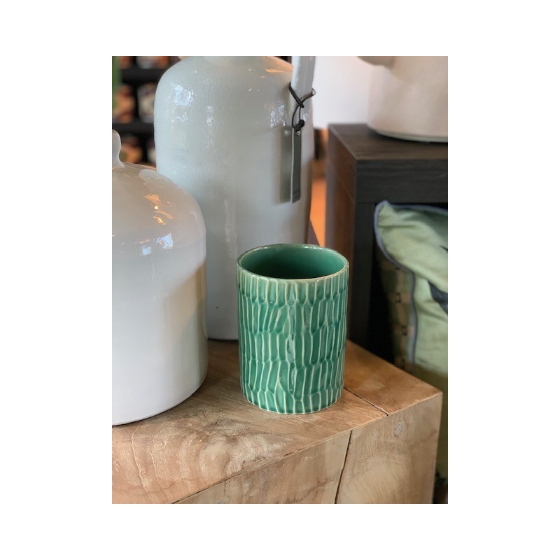 VASE VERT M CERAMIQUE - LANZA PAR PASCALE NAESSENS - D.8,5 x H.11 cm - SERAX