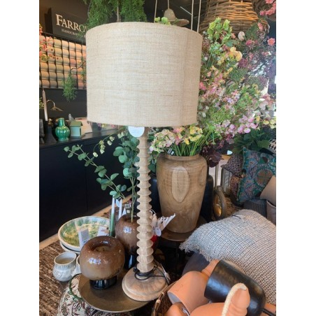 LAMPE DE TABLE RAMI NATURELLE AVEC ABAT-JOUR  EN JUTE CONIQUE NOIRE - NOORI