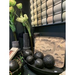 LOT DE 3 BOULES COUPES EN BOIS - MOON - NOIR ANTIQUE - NOORI