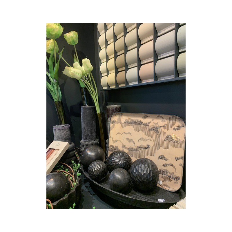 LOT DE 3 BOULES COUPES EN BOIS - MOON - NOIR ANTIQUE - NOORI