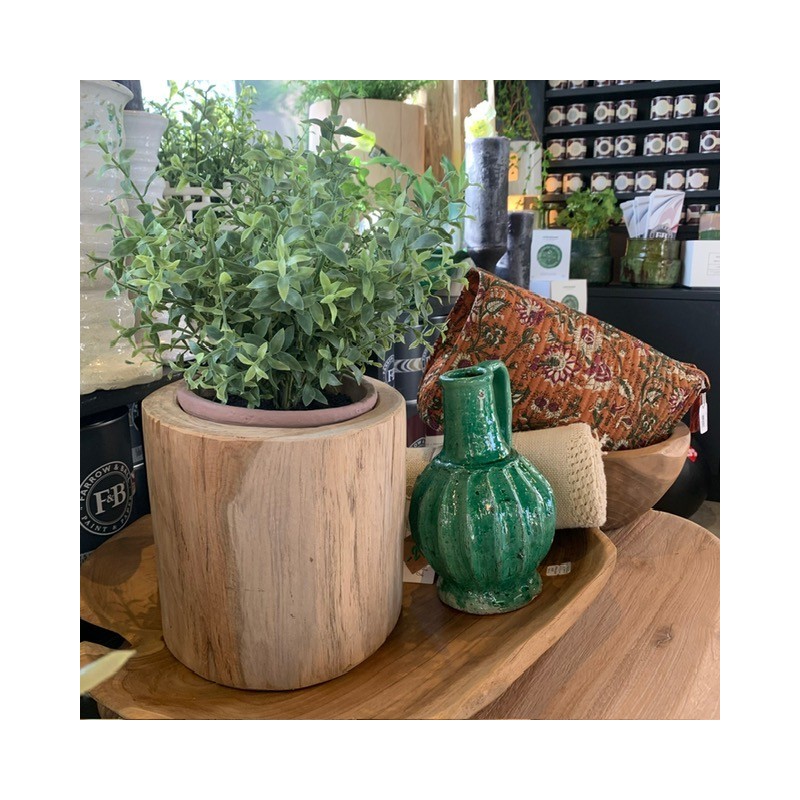 Cache pot en bois teck MAZ - SMALL - D.20xH20cm
