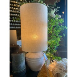 ABAT-JOUR CYLINDRIQUE - BRESKA - HAUTE- BLANC PERLE- D.30xH.45 cm - LIGHT & LIVING