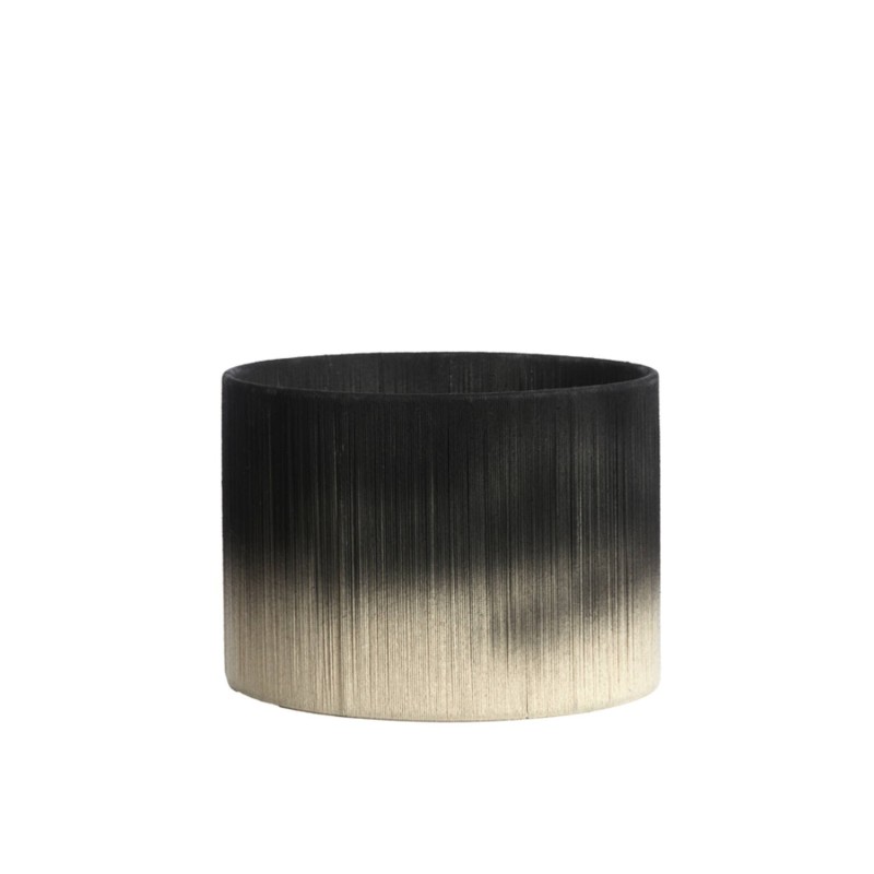 ABAT-JOUR CYLINDRIQUE - TOSSA - LARGE - NOIR-CREME- D.35xH.25 cm - LIGHT & LIVING