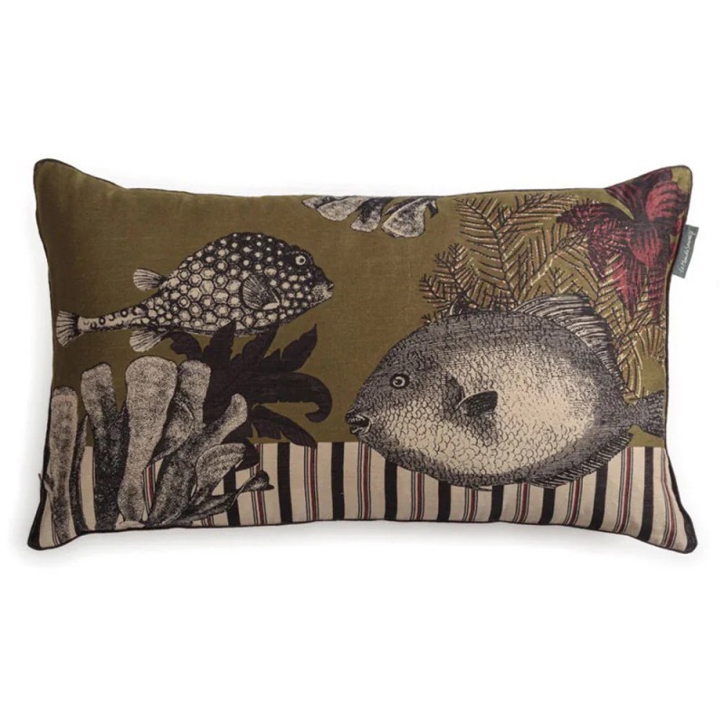COUSSIN BESTIAIRE SOIE - FISH - 42x70 cm - LE MONDE SAUVAGE