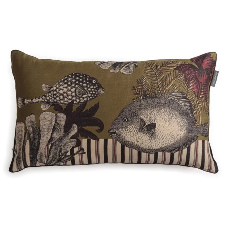 COUSSIN BESTIAIRE SOIE - FISH - 42x70 cm - LE MONDE SAUVAGE