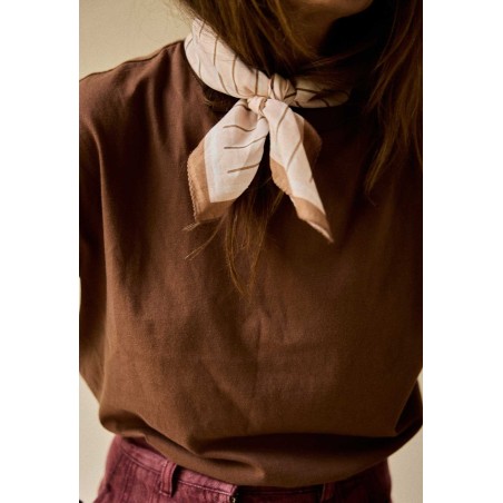 PETIT FOULARD RAYURES CREME - 60x60cm - GABRIELLE