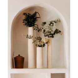 VASE SORRENTE L - BLANC SABLE - FAIENCE - D.11,5 x H.60 cm - MASAME