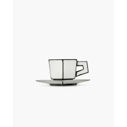 TASSE EXPRESSO & SOUCOUPE - NOIR & BLANC - L.13,8 P.13,8 H.7cm - SERAX