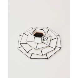 TASSE EXPRESSO & SOUCOUPE - NOIR & BLANC - L.13,8 P.13,8 H.7cm - SERAX