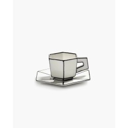 TASSE EXPRESSO & SOUCOUPE - NOIR & BLANC - L.13,8 P.13,8 H.7cm - SERAX