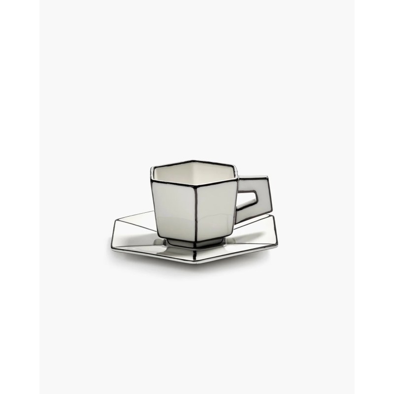 TASSE EXPRESSO & SOUCOUPE - NOIR & BLANC - L.13,8 P.13,8 H.7cm - SERAX