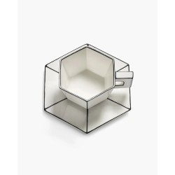 TASSE CAPPUCCINO & SOUCOUPE - NOIR & BLANC - L16,5 P.16,5 H9 cm - SERAX