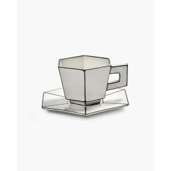 TASSE CAPPUCCINO & SOUCOUPE - NOIR & BLANC - L16,5 P.16,5 H9 cm - SERAX