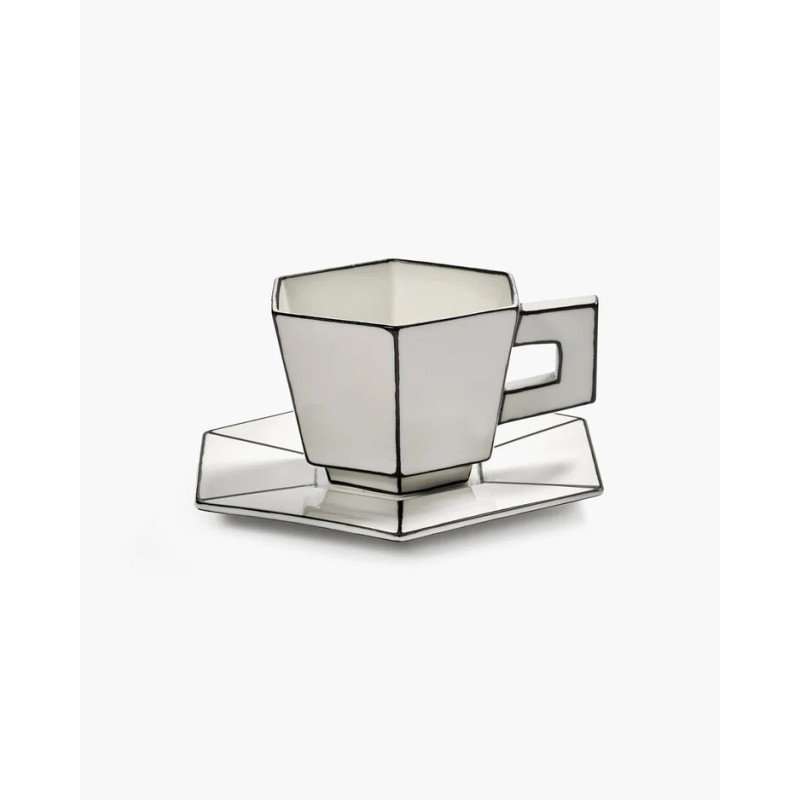 TASSE CAPPUCCINO & SOUCOUPE - NOIR & BLANC - L16,5 P.16,5 H9 cm - SERAX