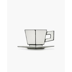 TASSE CAPPUCCINO & SOUCOUPE - NOIR & BLANC - L16,5 P.16,5 H9 cm - SERAX