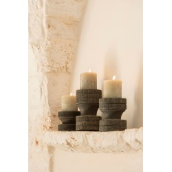 Bougeoir BOIS ARIA - LARGE - H.20 - TEAK OLD GREY - GOMMAIRE
