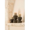 Bougeoir BOIS ARIA - LARGE - H.20 - TEAK OLD GREY - GOMMAIRE