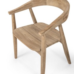 FAUTEUIL FAYE - OUTDOOR - TECK NATUREL ASSISE OSIER- L.56xP.56xH.76 cm - GOMMAIRE