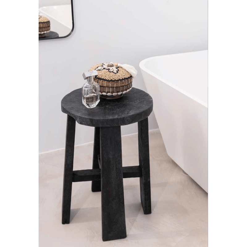TABOURET DE BAR ALEX - TEAK ANTHRACITE - H.65 - GOMMAIRE