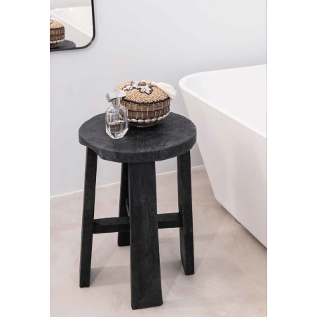 TABOURET DE BAR ALEX - TEAK ANTHRACITE - H.65 - GOMMAIRE