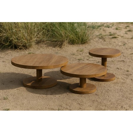 TABLE D'APPOINT RONDE PHIL - BROWN - LARGE- D.80xH.38cm - GOMMAIRE