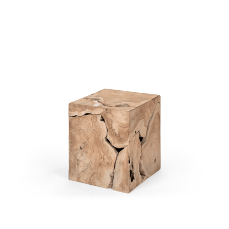 TABLE BASSE RUBY - TEAK NATURAL GREY - L.36xP.36xH.41 cm - GOMMAIRE