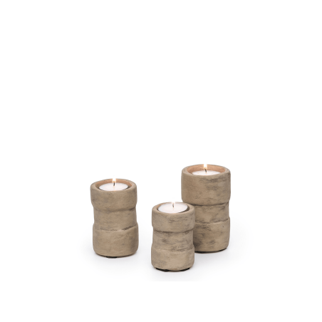 T-LIGHT HOLDER JAC SET OF 3 - GREY - GOMMAIRE