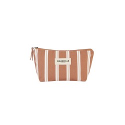 TROUSSE DE BEAUTE EN COTON - RAYURES NOISETTES - GABRIELLE