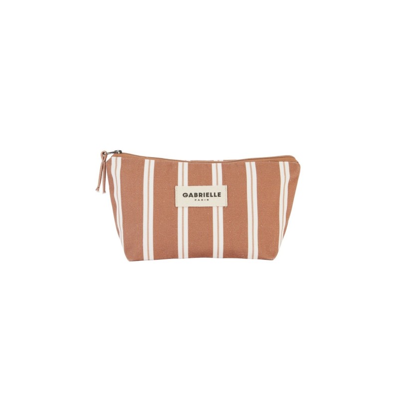 TROUSSE DE BEAUTE EN COTON - RAYURES NOISETTES - GABRIELLE