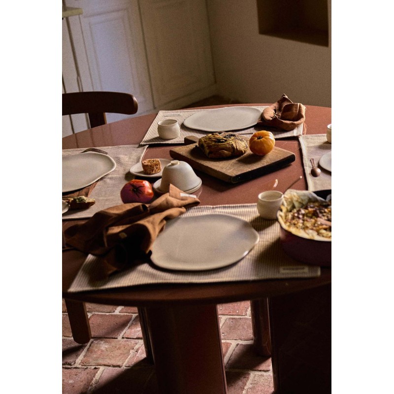 SET DE TABLE EN COTON RAYURES ARGILE 35X50- GABRIELLE