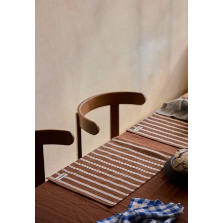SET DE TABLE EN COTON RAYURES NOISETTES 35X50- GABRIELLE