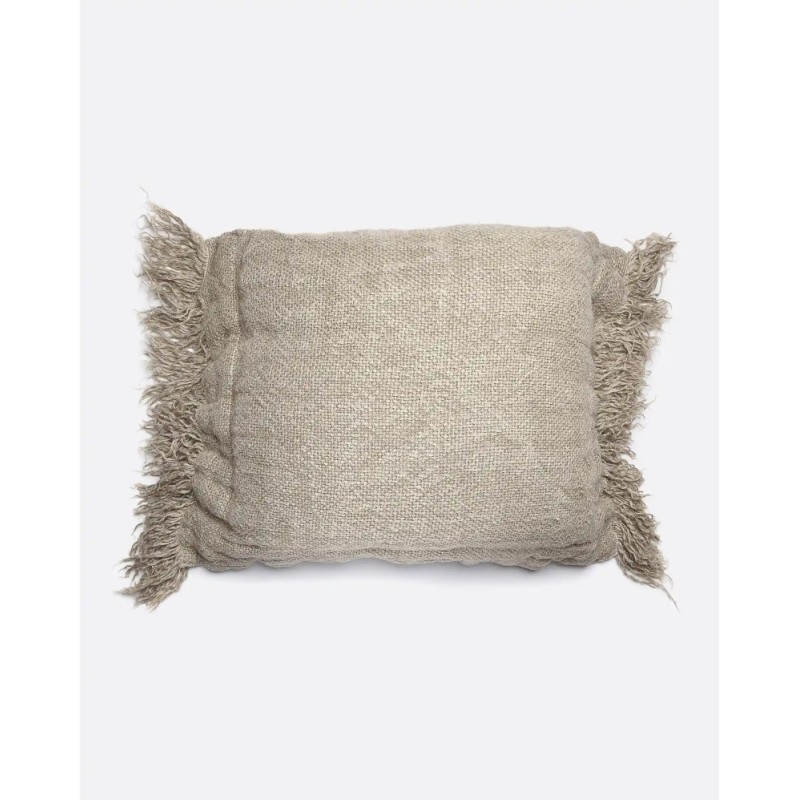 372143 - HOUSSE DE COUSSIN WRINKLES FRANGES COTES - LIN FICELLE - 60x40 cm - DAREELS