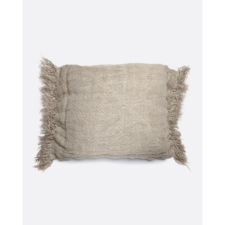 372143 - HOUSSE DE COUSSIN WRINKLES FRANGES COTES - LIN FICELLE - 60x40 cm - DAREELS