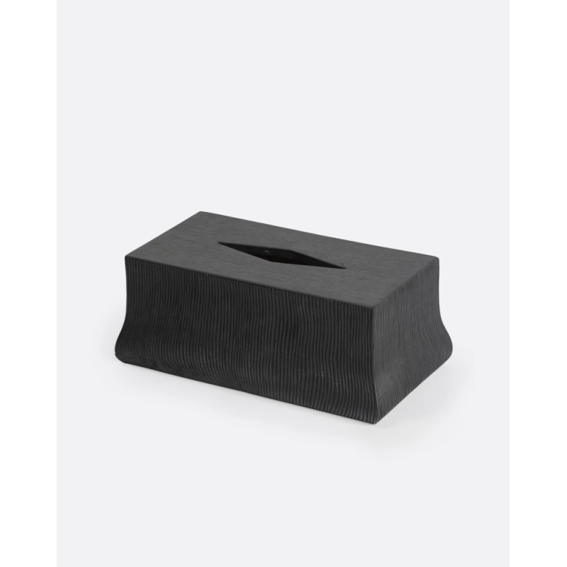 BOITE A MOUCHOIRS MEJA EN TECK NOIR - 14x20x10 cm - DAREELS