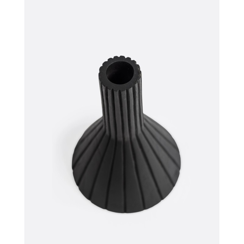 BOUGEOIR MEJA EN TECK RECYCLE NOIR - LARGE - D.10xH.19cm - DAREELS