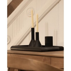 BOUGEOIR MEJA EN TECK RECYCLE NOIR - LARGE - D.10xH.19cm - DAREELS