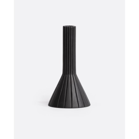 BOUGEOIR MEJA EN TECK RECYCLE NOIR - MEDIUM - D.10xH.14 cm - DAREELS