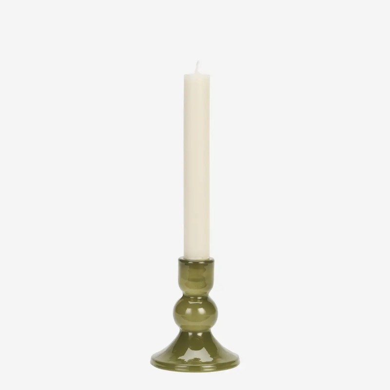 BOUGEOIR EN VERRE - OLIVE - H11CM - MADAM STOLTZ