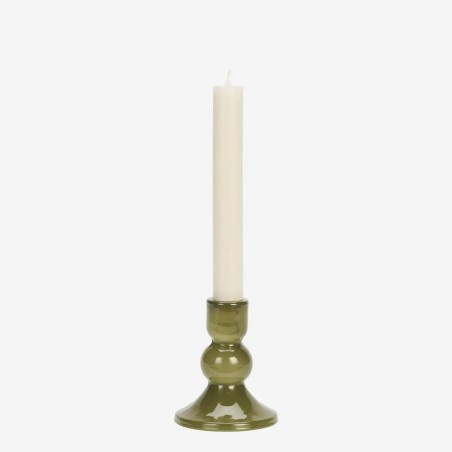 BOUGEOIR EN VERRE - OLIVE - H11CM - MADAM STOLTZ