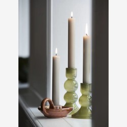 BOUGEOIR EN VERRE - OLIVE - H11CM - MADAM STOLTZ