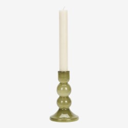 BOUGEOIR EN VERRE - OLIVE - H15CM - MADAM STOLTZ