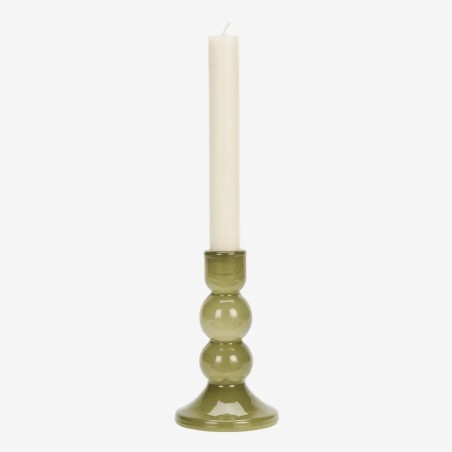 BOUGEOIR EN VERRE - OLIVE - H15CM - MADAM STOLTZ