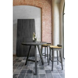 TABLE HAUTE RONDE ANTON - TEAK FUME - GOMMAIRE