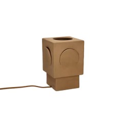 ECLIPSE - LAMPE DE TABLE EN GRÈS - OCRE - L13X13XH20,5CM - POMAX