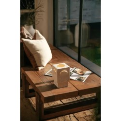 ECLIPSE - LAMPE DE TABLE EN GRÈS - BLANC - L13X13XH20,5CM - POMAX